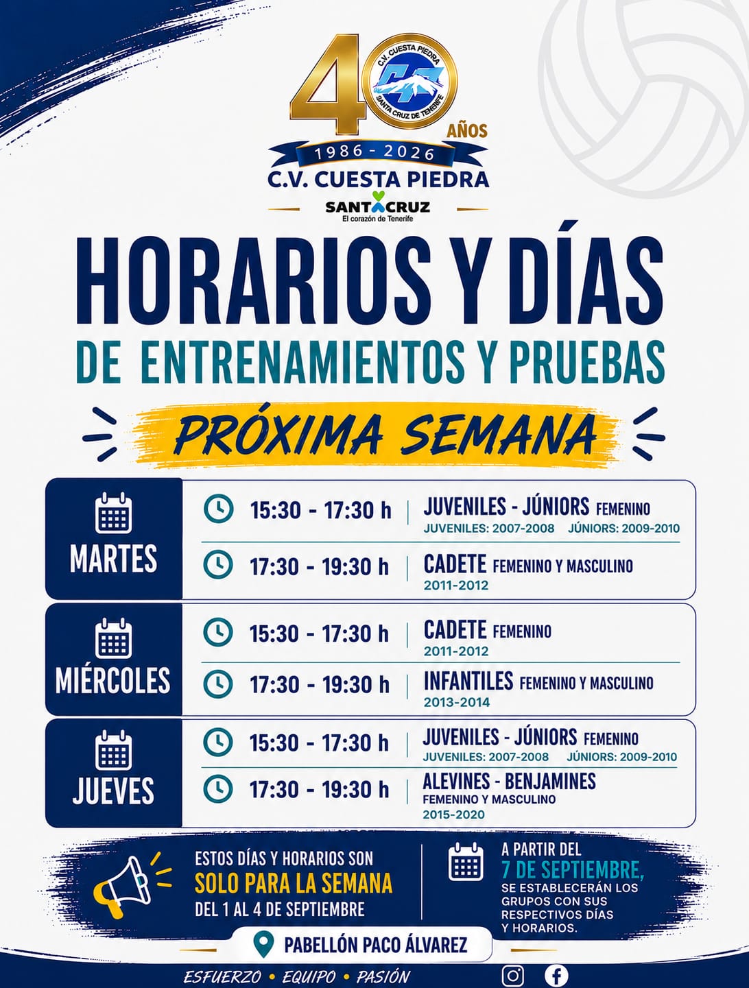 El C.V. Cuesta Piedra inicia una nueva temporada con los entrenamientos y pruebas de sus diferentes categorías